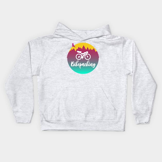 Bikepacking - Adventure Cycling Circular Artwork Kids Hoodie by anothercyclist